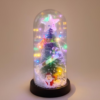 Yılbaşı Temalı Işıklı Dekoratif Cam Fanus - Model 1 