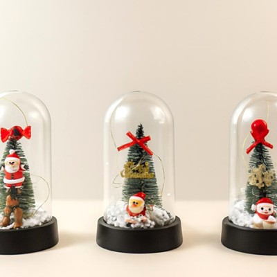 Yılbaşı Temalı Işıklı Dekoratif Cam Fanus - Model 2