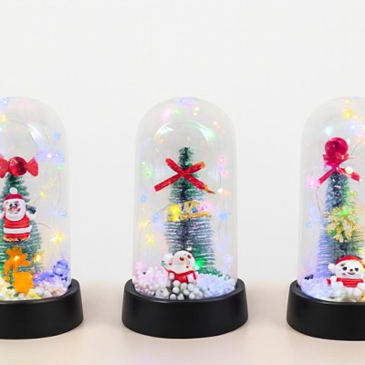 Yılbaşı Temalı Işıklı Dekoratif Cam Fanus - Model 2