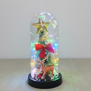 Yılbaşı Temalı Işıklı Dekoratif Cam Fanus - Model 5