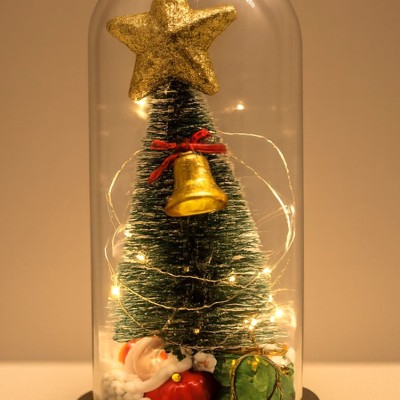 Yılbaşı Temalı Işıklı Dekoratif Cam Fanus - Model 6