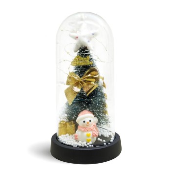 Yılbaşı Temalı Işıklı Dekoratif Cam Fanus - Model 7