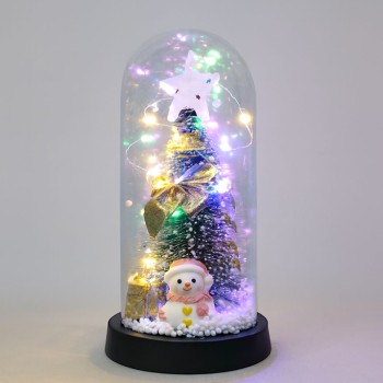 Yılbaşı Temalı Işıklı Dekoratif Cam Fanus - Model 7