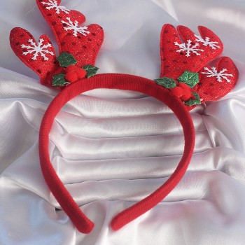 Yılbaşı Temalı Kar Tanesi İşleme Detay Geyik Boynuzu Figürlü Taç