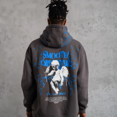 Yıldırım Baskılı Kapşonlu Sweatshirt - Gri