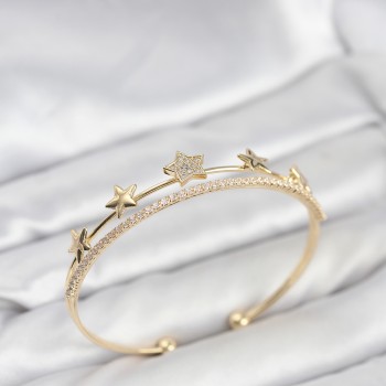 Yıldız Model Gold Renk Pirinç Kadın Bileklik