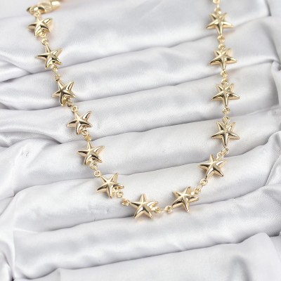 Yıldız Model Pirinç Gold Renk Kadın Kolye