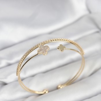 Yonca Model Pirinç Gold Renk Kadın Bileklik