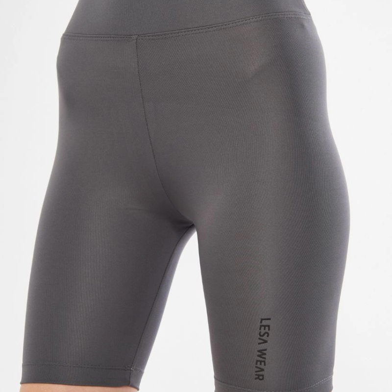 Yüksek Bel Biker Sporcu Şort - Füme