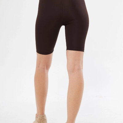 Yüksek Bel Biker Sporcu Şort - Kahve