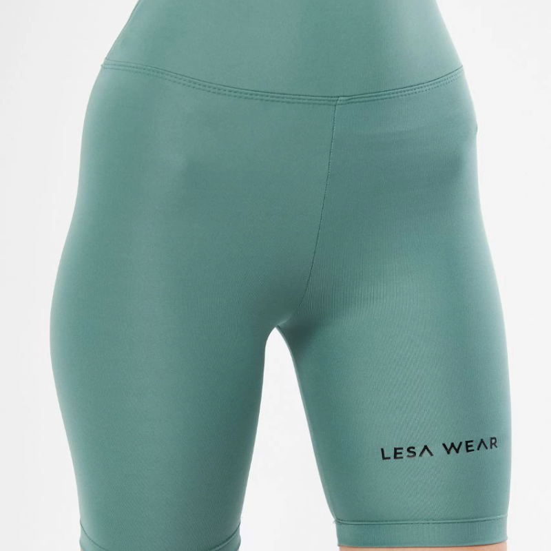 Yüksek Bel Biker Sporcu Şort - Mint Yeşili