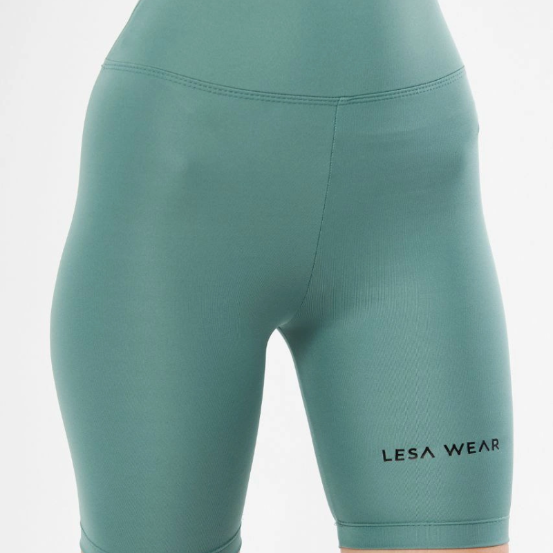 Yüksek Bel Biker Sporcu Şort - Mint Yeşili