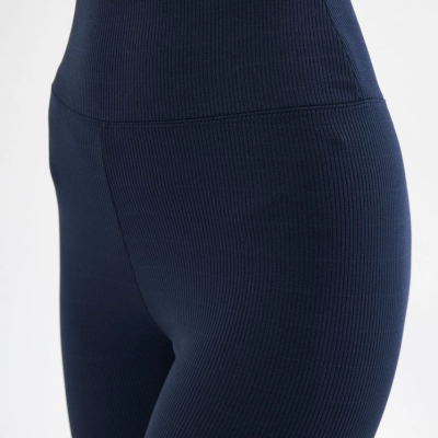 Yüksek Bel Fitilli Biker Baskılı Şort - Lacivert