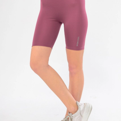 Yüksel Bel Dalgıç Biker Şort - Mor