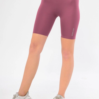 Yüksel Bel Dalgıç Biker Şort - Mor