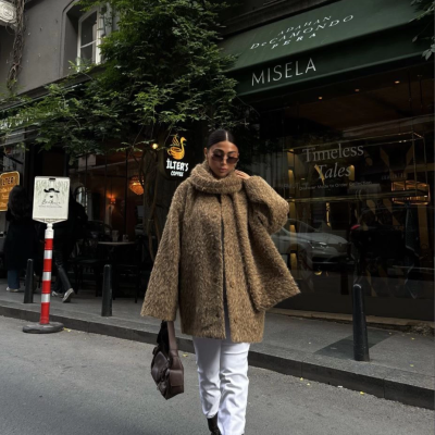 Yün Cıkartılabilen Atkılı ,Kaban İkili Takım- Kahve