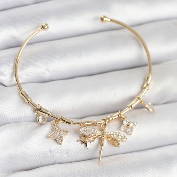 Yusufçuk Charmlı Gold Renk Pirinç Kadın Bileklik