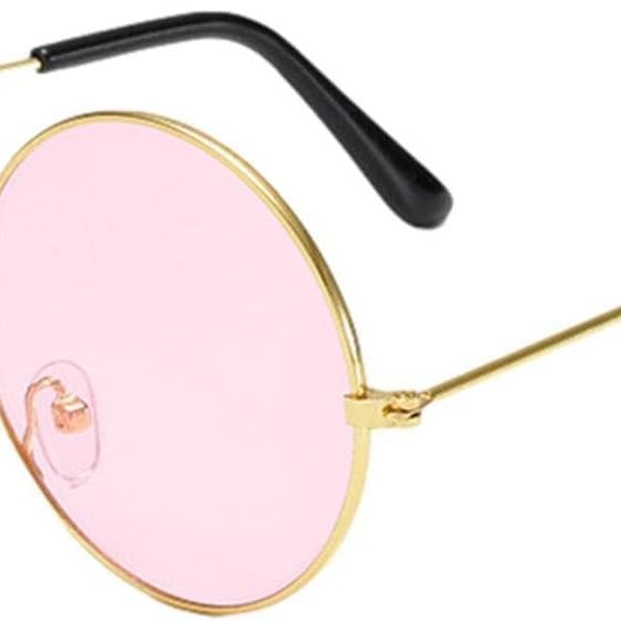 Yuvarlak Cam John Lennon Tarzı Gold Pembe Gözlük