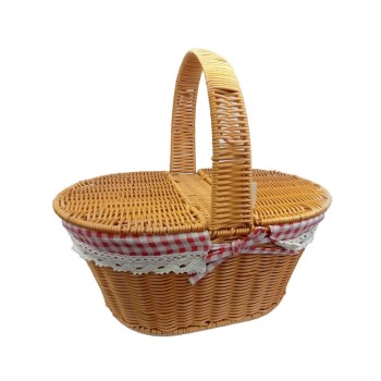 Yuvarlak Kapaklı Hasır Piknik Sepeti