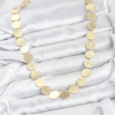 Yuvarlak Plaka Model Gold Renk Kadın Kolye