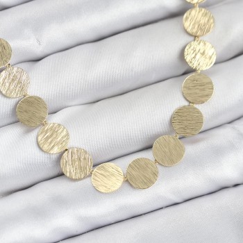Yuvarlak Plaka Model Gold Renk Kadın Kolye
