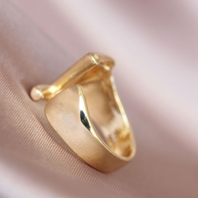 Z Harfli Altın Renk Ayarlamalı Metal Kadın Yüzük