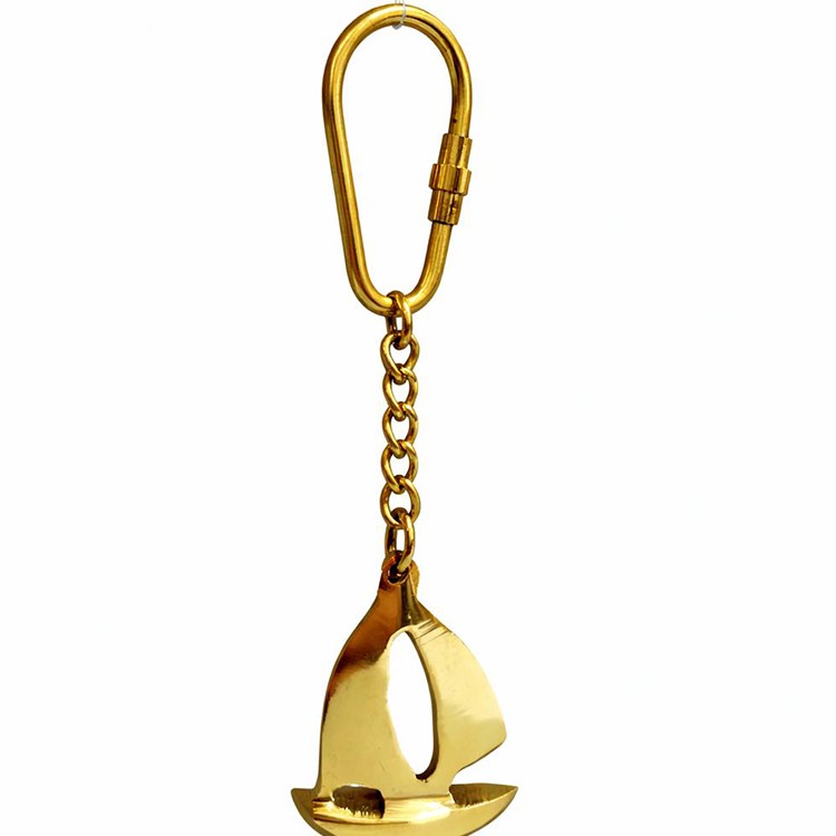 Zarif Yelkenli Tasarım Pirinç Anahtarlık