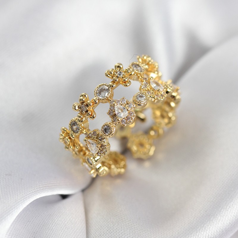 Zirkon Taşlı 2'li Model Gold Renk Kadın Yüzük