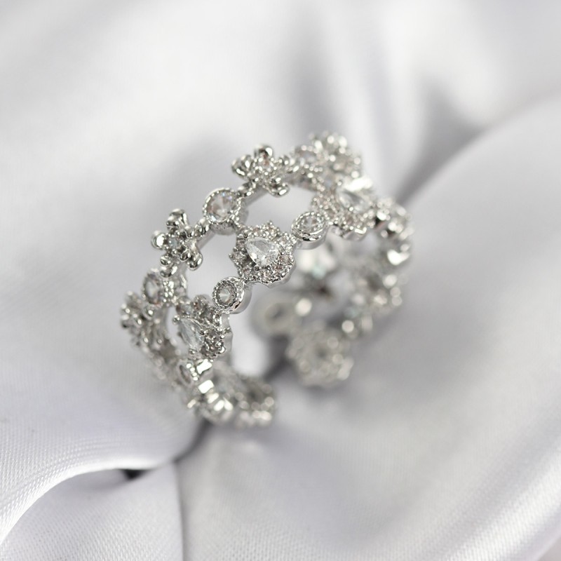 Zirkon Taşlı 2'li Model Gümüş Renk Kadın Yüzük