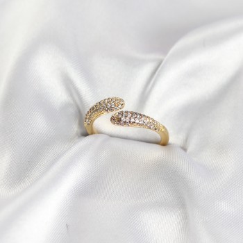 Zirkon Taşlı Gold Renk Pirinç Yüzük