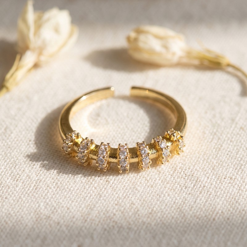 Zirkon Taşlı Gold Renk Vintage Kadın Yüzük