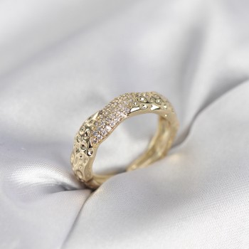 Zirkon Taşlı Puntalı Gold Renk Kadın Yüzük