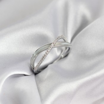 Zirkon Taşlı Sarmal Sedefli Gümüş Renk Kadın Yüzük