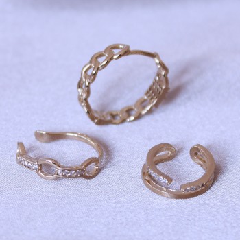 Zirkon Taşlı Zincir Model Küpe Seti